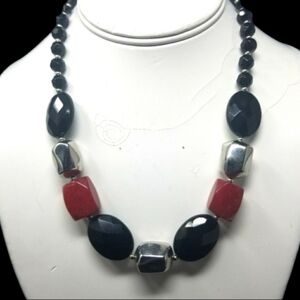 GLASS BEADS - SILVER SPACERS - STATEMENT NECKLACE
